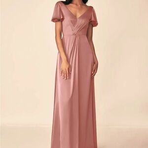 Azazie Soren Stretch Satin Dress in Rosette
